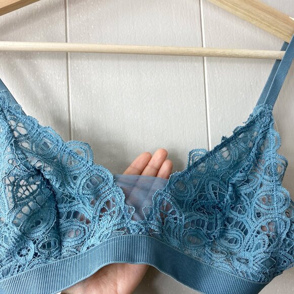 NWT Third Love Teal Blue Boho Lace Triangle Bralette Size Small - Picture 4 of 9